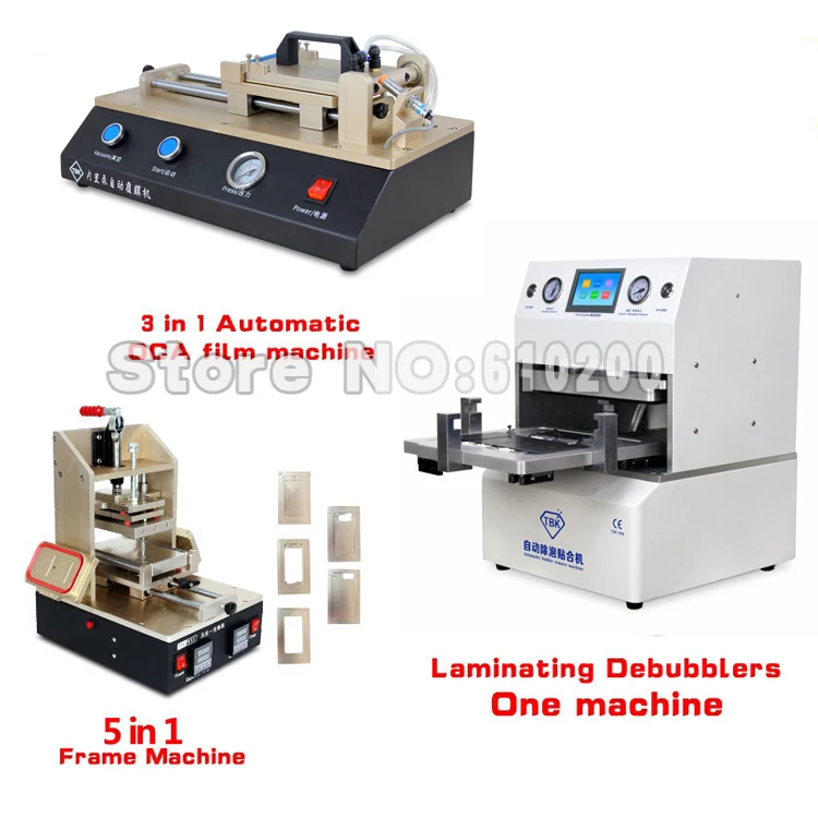 

TBK Automate OCA Vacuum Laminating machine Perfect Remover Machine+3 in 1 OCA Film laminating machine+5 in1 OCA Frame machine