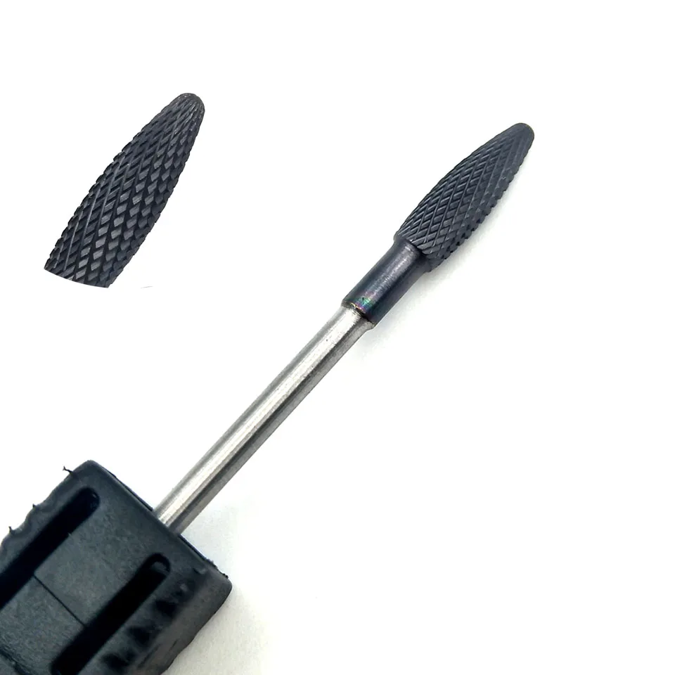 HYTOOS Black Cotaing Nail Bits 3/32 Tungsten Carbide Nail Drill Bit Milling Cutter for Manicure Drill Accessories Nails Tools nail drill bits