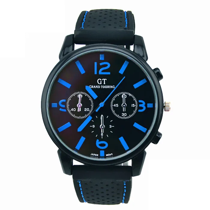GEMIXI, роскошный бренд, лидер продаж, мужские часы, модные, нержавеющая сталь, спортивные, крутые, водонепроницаемые, кварцевые, наручные, аналоговые часы, Прямая поставка - Цвет: Синий