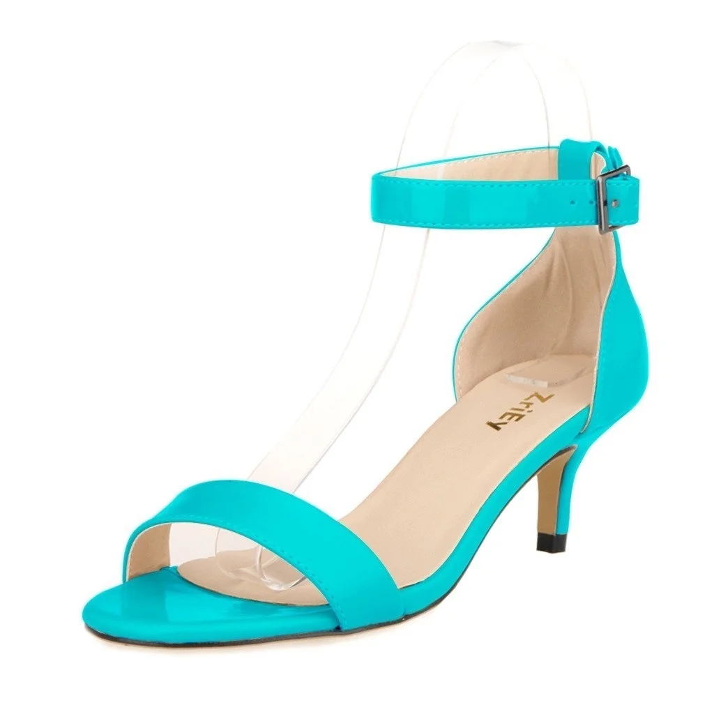 Разноцветные Летние пикантные вечерние босоножки из лакированной кожи на низком каблуке женские туфли-лодочки свадебные женские туфли-лодочки на высоком каблуке 105-2PA - Цвет: Небесно-голубой