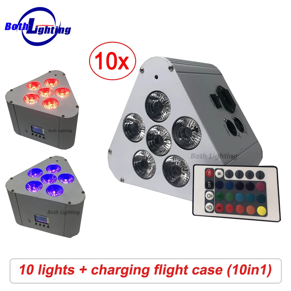 

Wedding Party Club DJ Event Stage Battery Powered 6x18w RGBWA UV 6in1 Wireless DMX LED Par Light Rechargeable Uplights