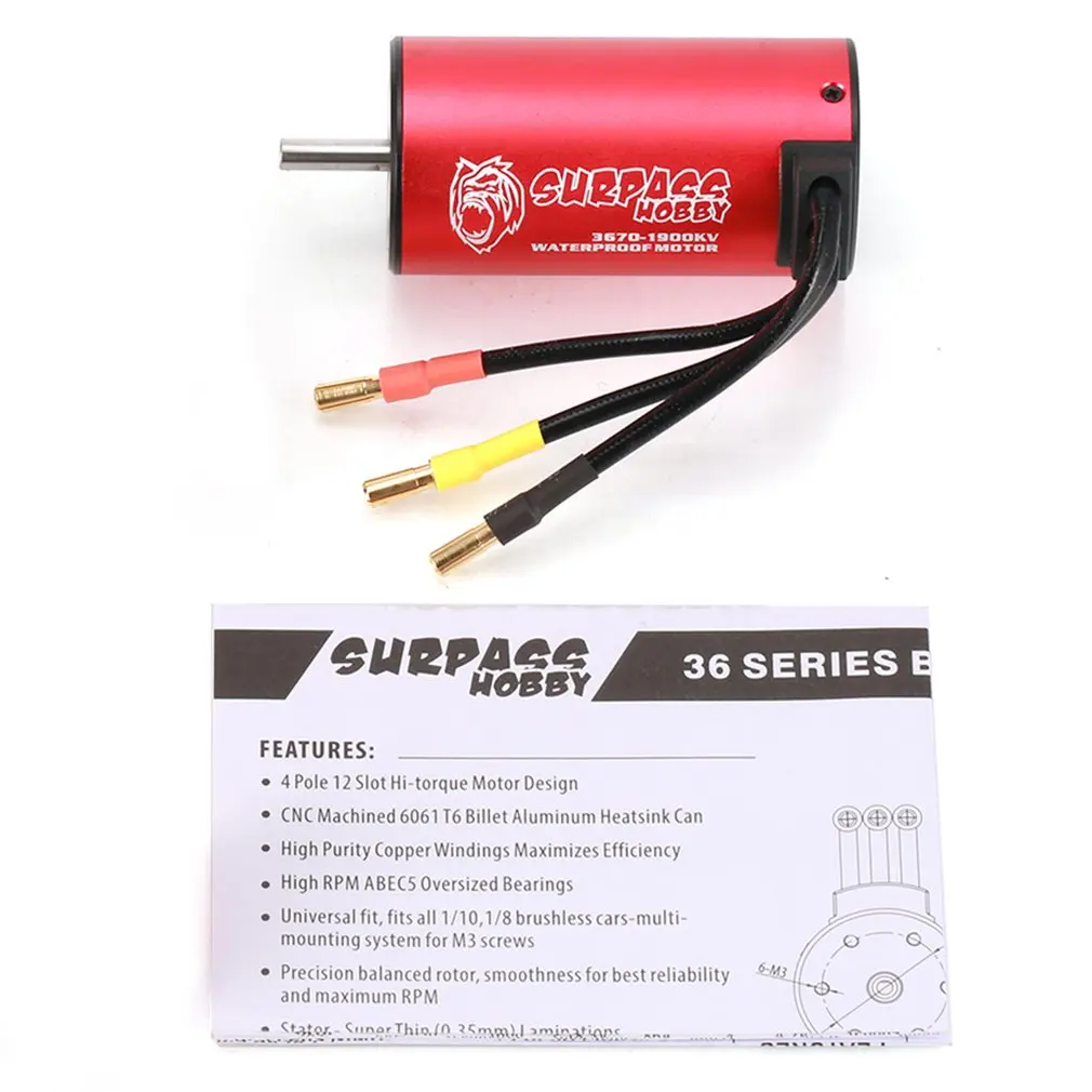 

SURPASSHOBBY KK 3670 1900KV Brushless Motor 2S for 1:8 RC Drift Racing Car Waterproof Sensorless Truck Part