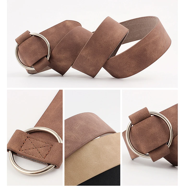 Fashion Women Waist Belt Lady Vintage Metal Boho Leather Round Buckle Waist Belt Waistband New