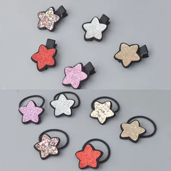

DHL 1000pcs Glittle Lovely five star Elastic Hair Rope Elastic Rubber Bands Kids Hairpins Headwear