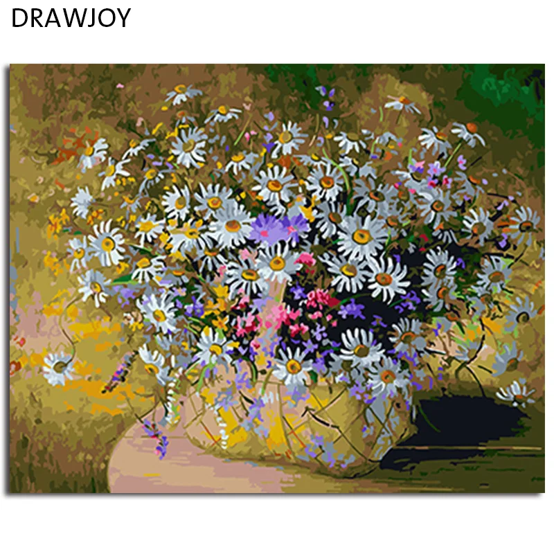 

DRAWJOY Framed DIY Painting By Numbers Flower Coloring By Numbers On Canvas Oil Painting Home Decor For Living Room Wall Art
