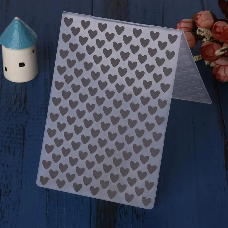 

Mini Heart Pattern Plastic Embossing Folder Clear Stamps Embossing Dies Craft for DIY Scrapbooking Photo Album Cards Making