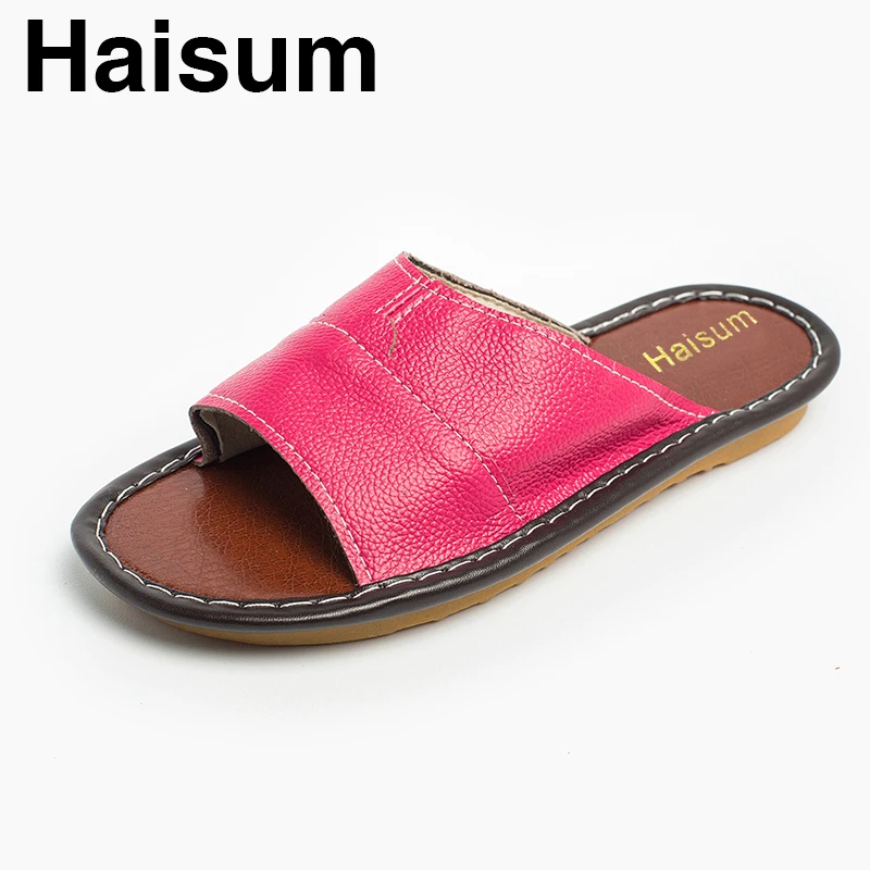 

Ladies Slippers Spring And Summer genuine Leather Home Indoor Slip Non-slip Slippers 2018 New Hot Haisum Tb006