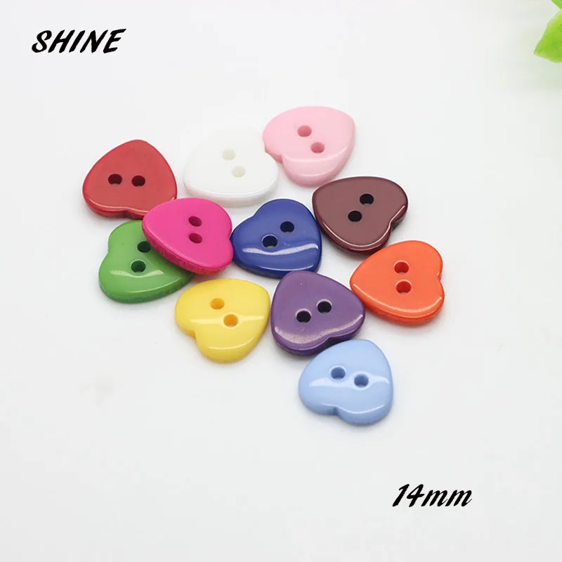 

30PCs Resin Sewing Buttons Scrapbooking Heart Multicolor Two Holes Pattern Costura Botones decorate bottoni botoes 14mm D133R9