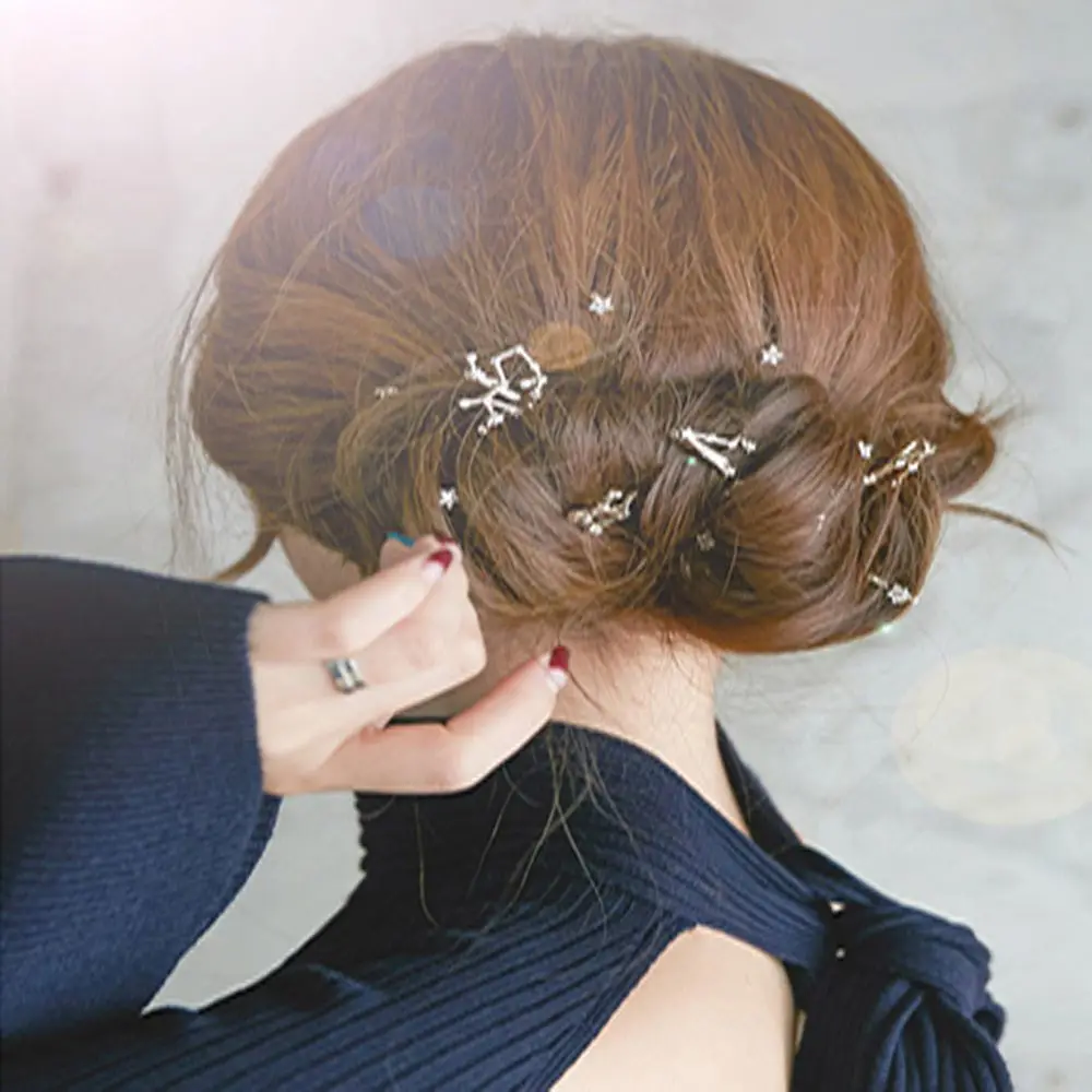 2 шт. Популярные Стильные 12 созвездий шпильки для женщин Леди Геометрические треугольные шпильки заколки для волос модные ювелирные украшения заколки для волос