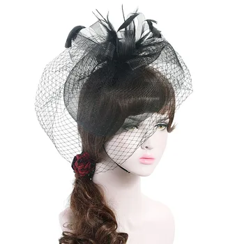 

Haimekang Ladies Fascinators Hat Wedding Races Sinamay Cocktail Fascinator Women Linen Feather Hat Party Hair Clip Headdress