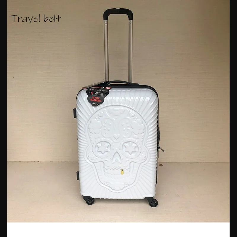 Travel tale-Equipaje giratorio con personalidad, Maleta de viaje de marca, con calavera diente dorado grande, 19/24/28 - AliExpress Maletas bolsas