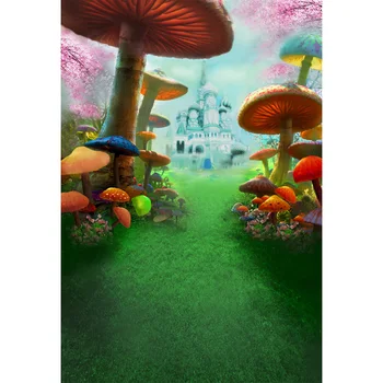 

Alice Fairy Tale Mushroom theme Photo Background New Fabric Polyester Photography Backdrops Vinyl Backgrounds For Photo Studio