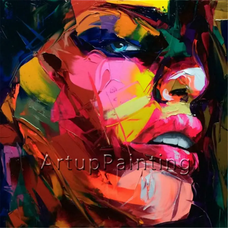 Portrait Palette knife Face Oil painting Impasto figure on canvas Hand painted Abstract Morden Wall Art