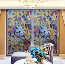 60 см x 300 см Европейский статического цепляться Матированный с декорированием узором "Мороз" ограничивающий обзор извне Мороз для дома, спальни, ванной Стекло самоклеящаяся пленка для окон голубая Орхидея с цветочным узором