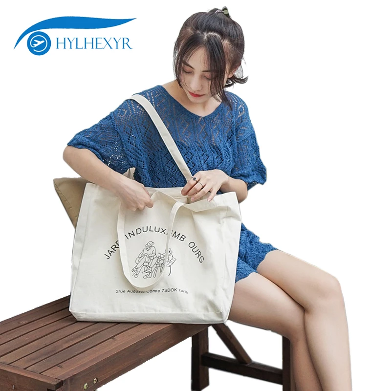 

Hylhexyr Handbag Letter Printed Canvas Bag Travel Shopping Bag Hasp Casual Female Shoulder Package Large Capacity Tote For Women