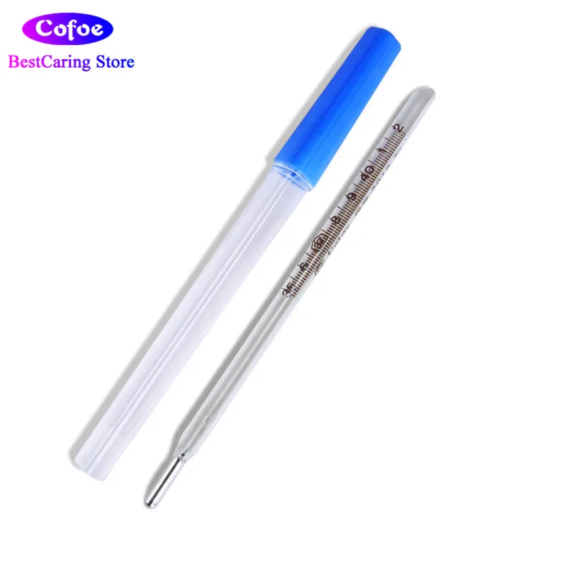 2pcs Cofoe Medical Glass Mercury Thermometers Clinical Temperature