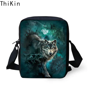 

THIKIN Cool 3D Shark Wolf Printing Messenger Bag Boys American Animal Design Girls Crossbody Bags Children Handbags for Beach