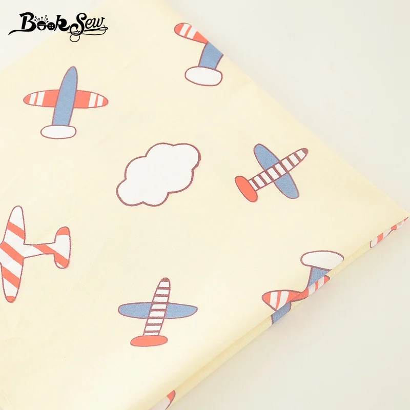 Booksew желтый хлопок саржевая ткань самолет узоры швейная ткань для простыни ремесло подушка для скрапбукинга квилтинга домашний текстиль