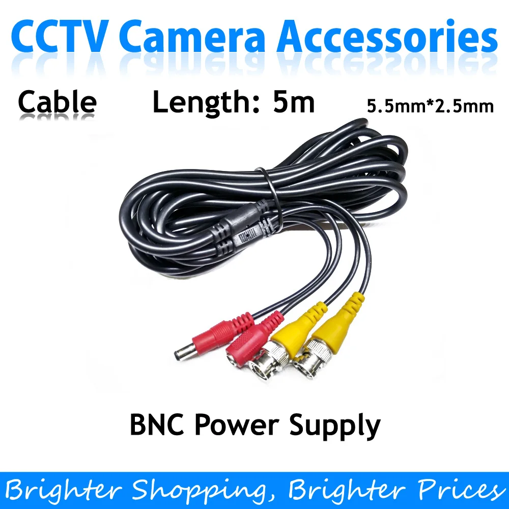 

CCTV Camera Accessories BNC Video DC Power Supply Adapter Cable for Analog AHD CVI CCTV Surveillance Camera DVR Kit