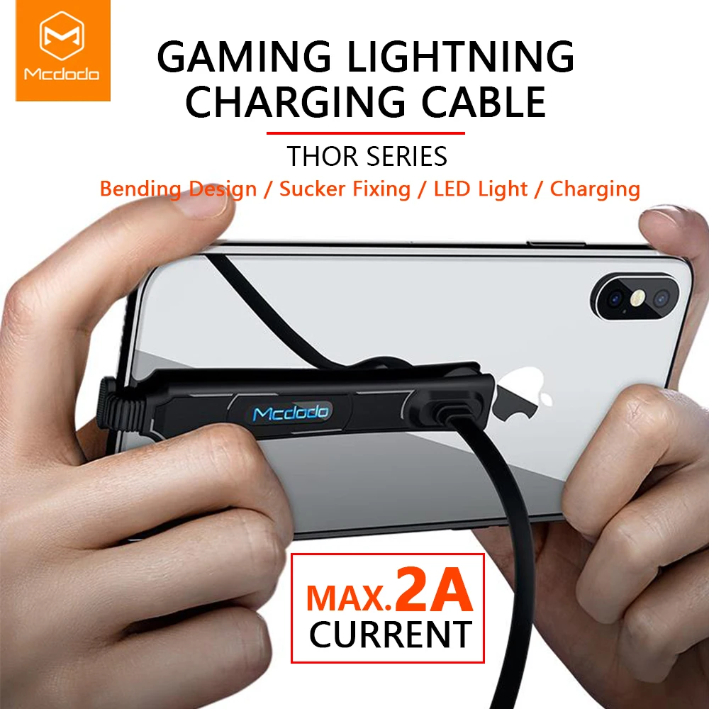 

Mcdodo USB Data Cable 2.4A Fast Charging for IPhone X XR XS Max 8 7 6 Plus IOS 12 Mobile Phone Cord Elbow Game Charger LED Cable