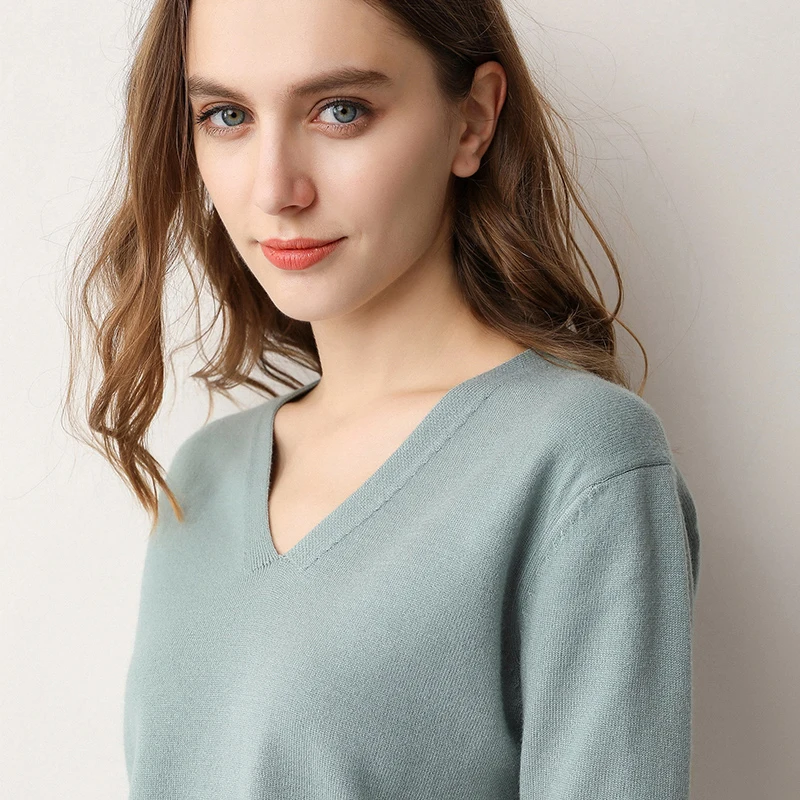 

Autumn New Soft Cashmere Sweater Women Knitted Pullover Women Sweater Winter Warm Plus Size Sweater Women V Neck Ladies Tops