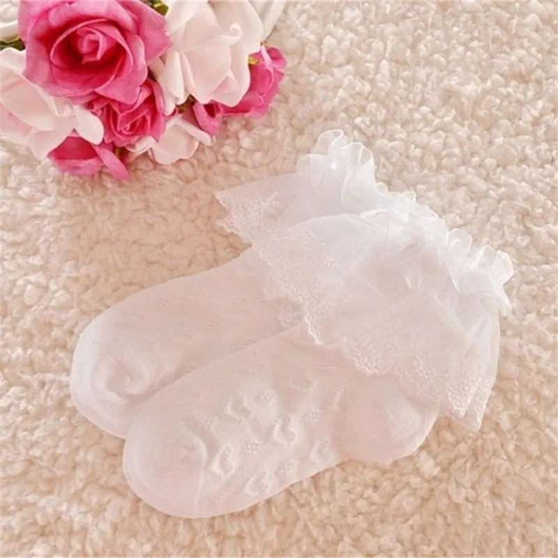 New Thin Summer Baby Girls Kids Toddler White Pink Cotton Lace Ruffle