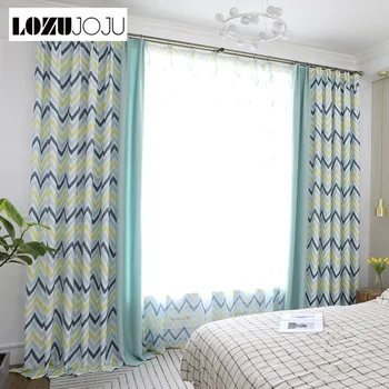

LOZUJOJU Wavy stripes colorful drops for bedroom windows thick stitching curtains modern design fabric elegant living room tulle