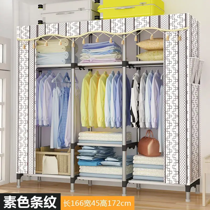 style18 Simple wardrobe home fabric wardrobe simple modern economic assembly hanging wardrobe - Цвет: style18