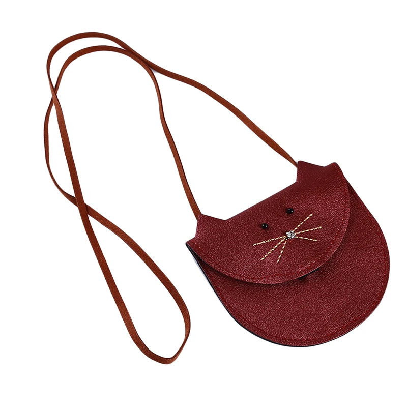 wine red Милое портмоне «кошка» для детей, маленьких девочек, маленькая сумка-мессенджер с кошкой, мини-сумка на плечо, Детская маленькая сумка - Цвет: wine red