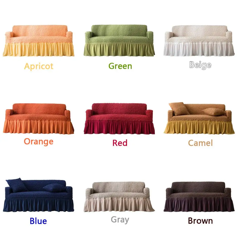 Kopen NIEUWE Elastische Sofa Cover 3D Plaid Hoes Universele Furniture Covers met Elegante Rok voor Woonkamer Fauteuil Couch Sofa