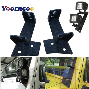 

Dual A-Pillar Light Brackets Dual Lower Windshield LED Work Light Mounts Kit For 2007-2017 Jeep Wrangler JK / JKU