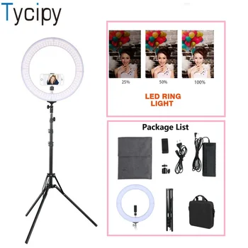 

Tycipy 18" Ring Light LED Photography Dimmable Adjustable 5600K Bi-color Camera Light with Tripod for Facebook DSLR Smartphone