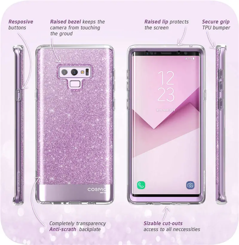 kawaii phone case samsung For Samsung Galaxy Note 9 Case i-Blason Cosmo Full-Body Glitter Marble Bumper Protective Cover with Built-in Screen Protector samsung cases cute