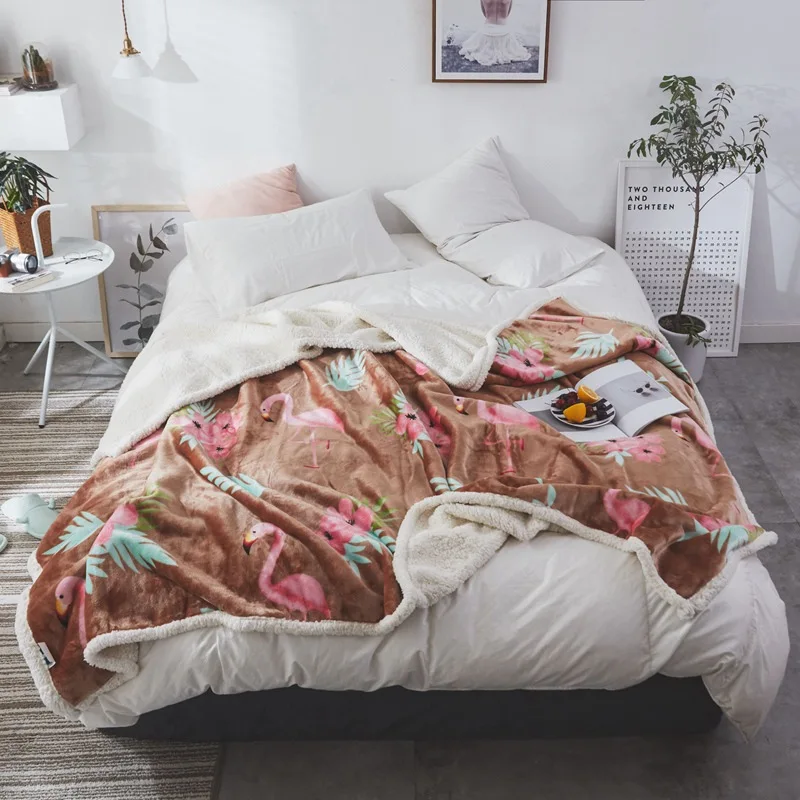 Одеяло s Двухслойное утолщенное шерстяное одеяло, ультра толстое и супер теплое, необходимое зимой, многоцветное, разные размеры на выбор - Цвет: LF-f m g