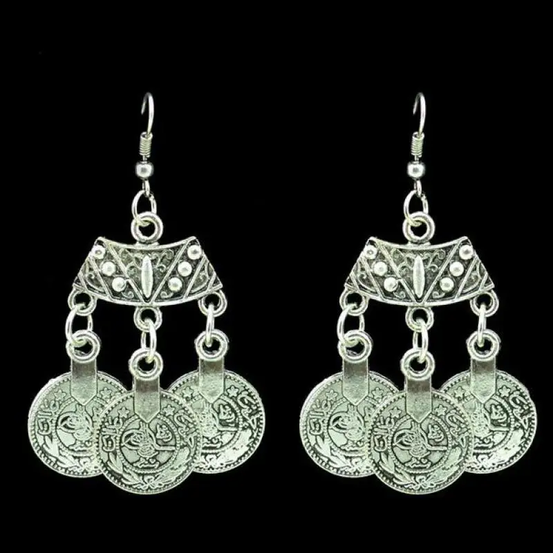 

Foreign Trade Retro Punk Coin Earrings Silver Earrings Turkish Anti-design Community Bohemian Earrings Jewelry Wholesale