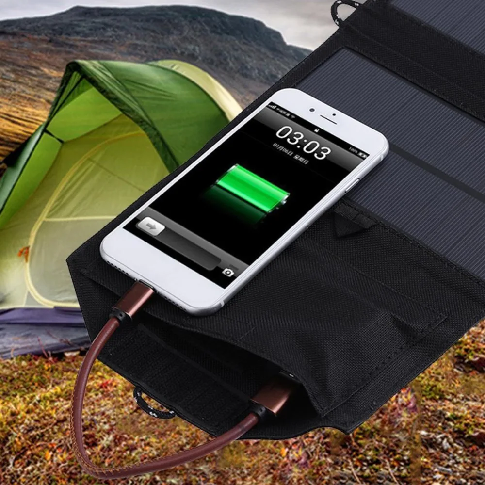 

21W Solar Charger Panel Outdoor Dual USB Port Folding Compact Waterproof Smartphone Charging Emergency Bag for Android Apple