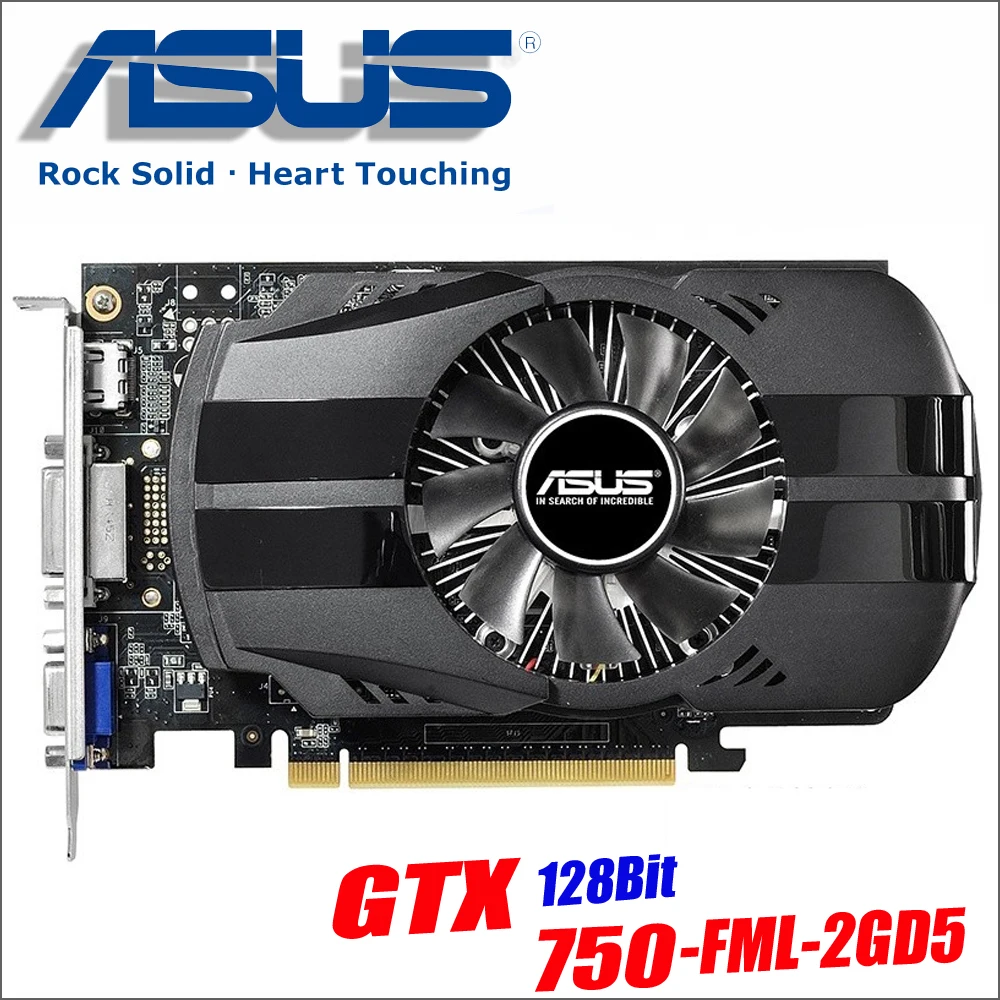 Б/у Asus GTX-750-FML-2GD5 GTX750 GTX 750 2G D5 DDR5 128 Bit PC настольные видеокарты PCI Express 3,0 компьютерные видеокарты