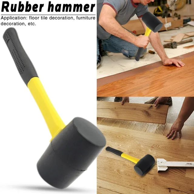 Wooden Floor Tile Rubber Hammer Mallet Wooden Handle Double Head Installation Rubber Hammer Multifunctional Repair Hand Tool