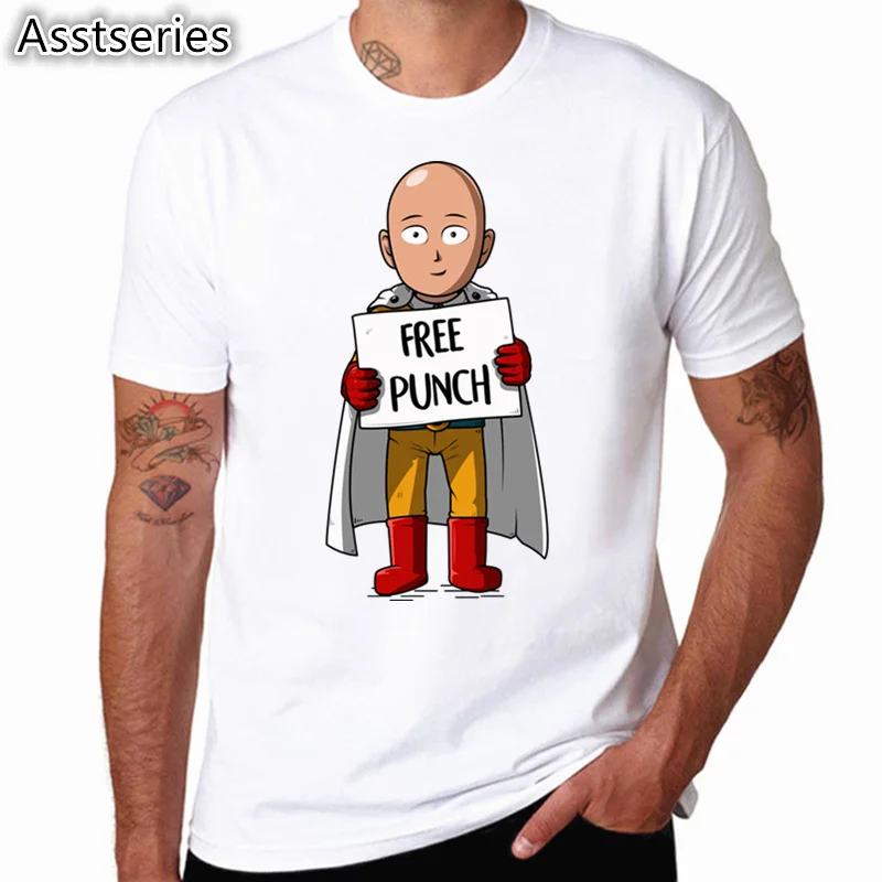 Hero Saitama One Punch Man Oppai забавная футболка Летняя футболка с коротким рукавом и круглым вырезом для мужчин и женщин HCP4549