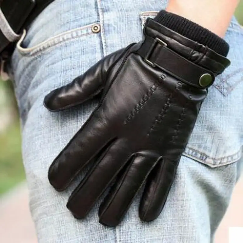Одежда высшего качества мужские перчатки из натуральной кожи Мужская, теплая зимняя Сенсорный экран кожаные перчатки модные тонкие