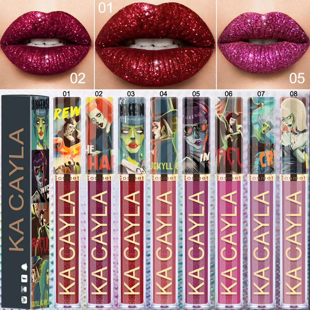 

Lipstick Sexy 8 Colors Nude waterproof Long-lasting brighten Moisturizing Metallic Matte Velvet Glossy Lip-gloss Lipstick 3.15
