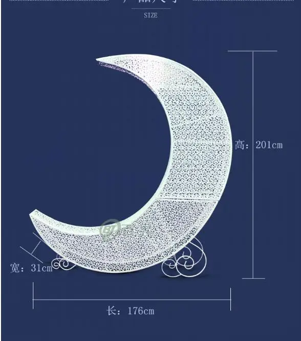New wedding props european-style iron moon boat theme wedding stage layout shooting props.