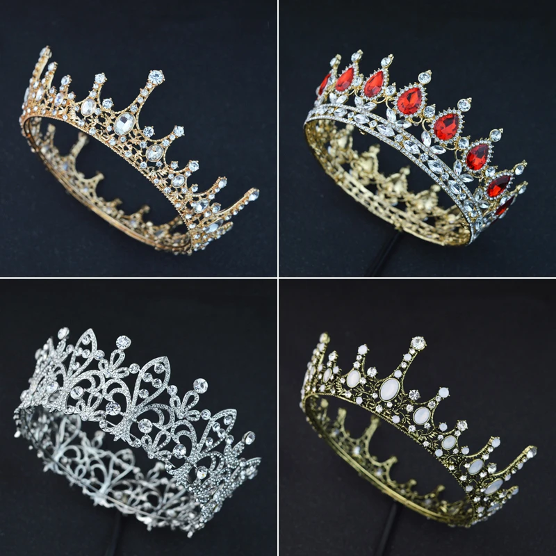 

Luxury Full Round Crystal Queen Crown Rhinestone Bridal Tiara Pageant Prom Wedding Hair Jewelry