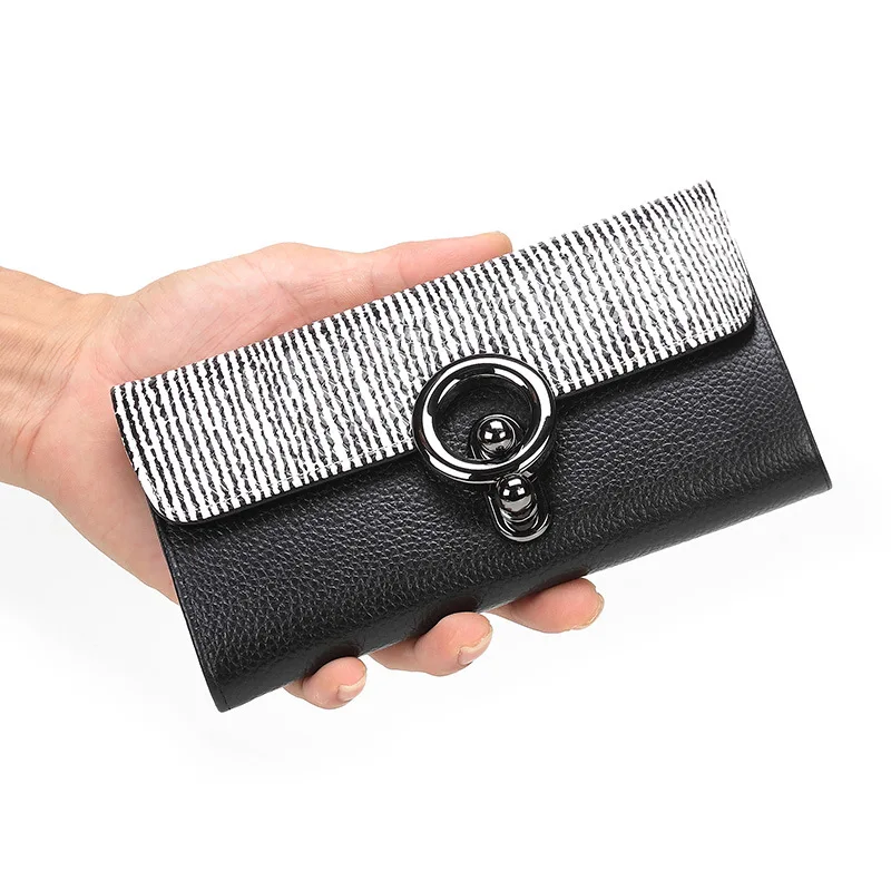 

New Real Genuine Leather Women Wallets Brand Design High Quality Cell phone Card Holder Cowhide Long Lady Wallet Purse Clutch