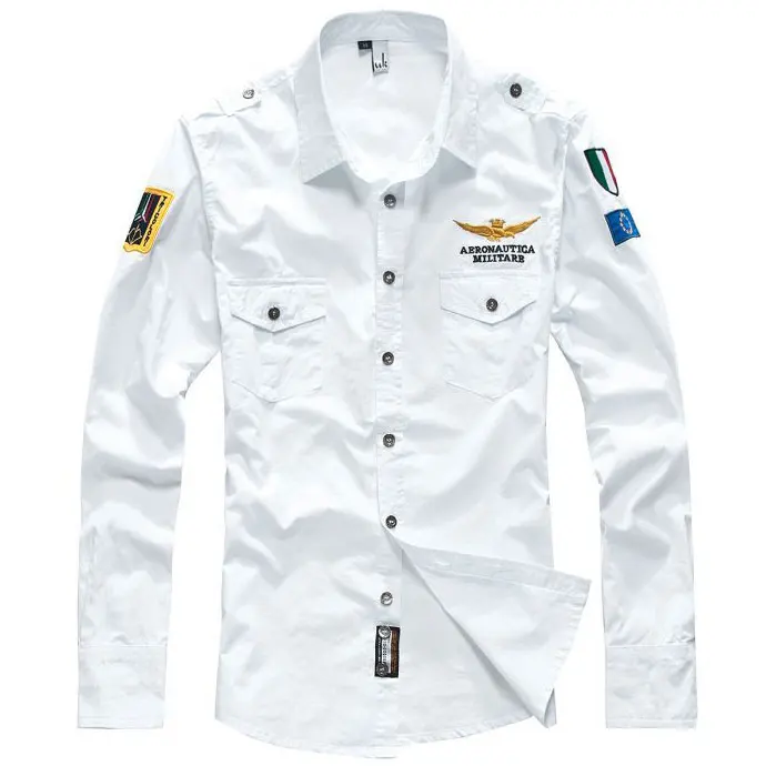 Летние мужские рубашки с коротким рукавом, с вышивкой, мужские тонкие корейские рубашки, мужские повседневные хлопковые рубашки, Азиатский размер S-XXXXL - Цвет: White long sleeve