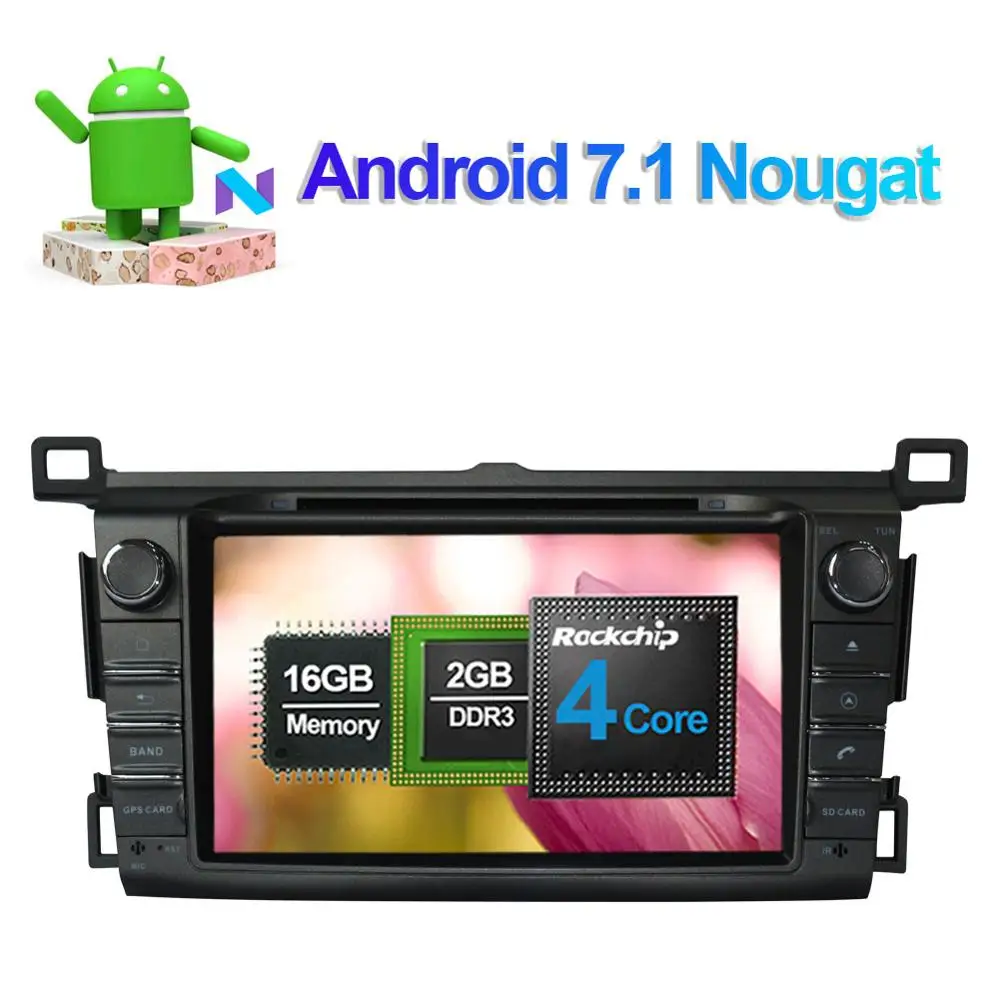 Sale Android 7.1/8.0 Octa Core Car Radio Stereo CD DVD Multimedia Player For Toyota Rav4 2013- with GPS Navigation Bluetooth WIFI 2
