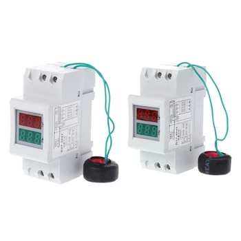 

2P 36mm Din Rail Dual LED Voltage Current Meter Voltmeter Ammeter AC 80-300V 250-450V 0-100A #0616