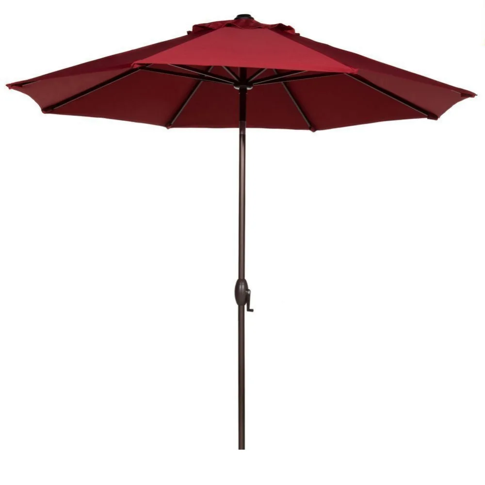 Abba Patio 11-Feet Patio Umbrella with Push Button Tilt and Crank 8 Steel Ribs Red