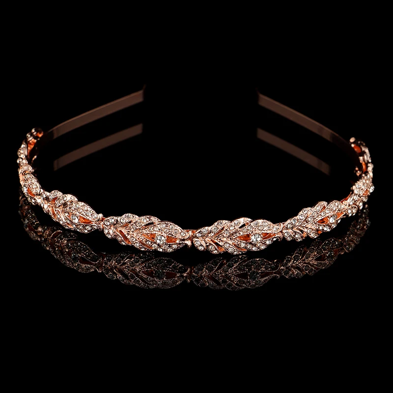 Hair Accessory Jewelry Accessories Women Crystal Rhinestone Hairband Flower Leaf Pattern Tiara for Wedding