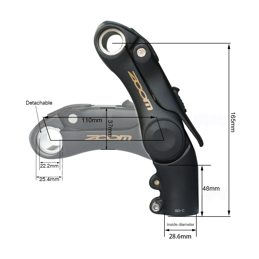 ZOOM MTB Rise Up stem 28,6 мм вилка steerer tube fiting Stem 25,4*110 мм РЕГУЛИРУЕМЫЙ УДЛИНИТЕЛЬ руля для руля фиксированная передача часть для дорожного велосипеда